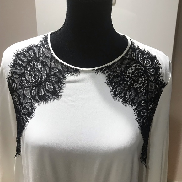 Zara Color Block  Lace Insert Blouse - Picture 2 of 7